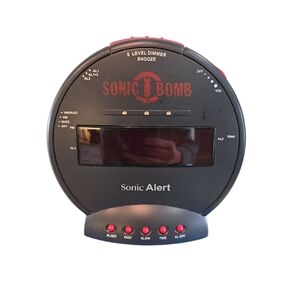 Sonic Alert Sonic Bomb Alarm Clock With Power Cord - NO BED SHAKER - Tested